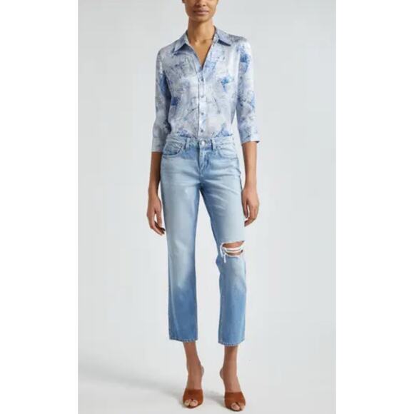 L’Agence Nevia Low Rise Slim Straight Slouchy Jeans Caruso 27 NWT $315 - Picture 1 of 10